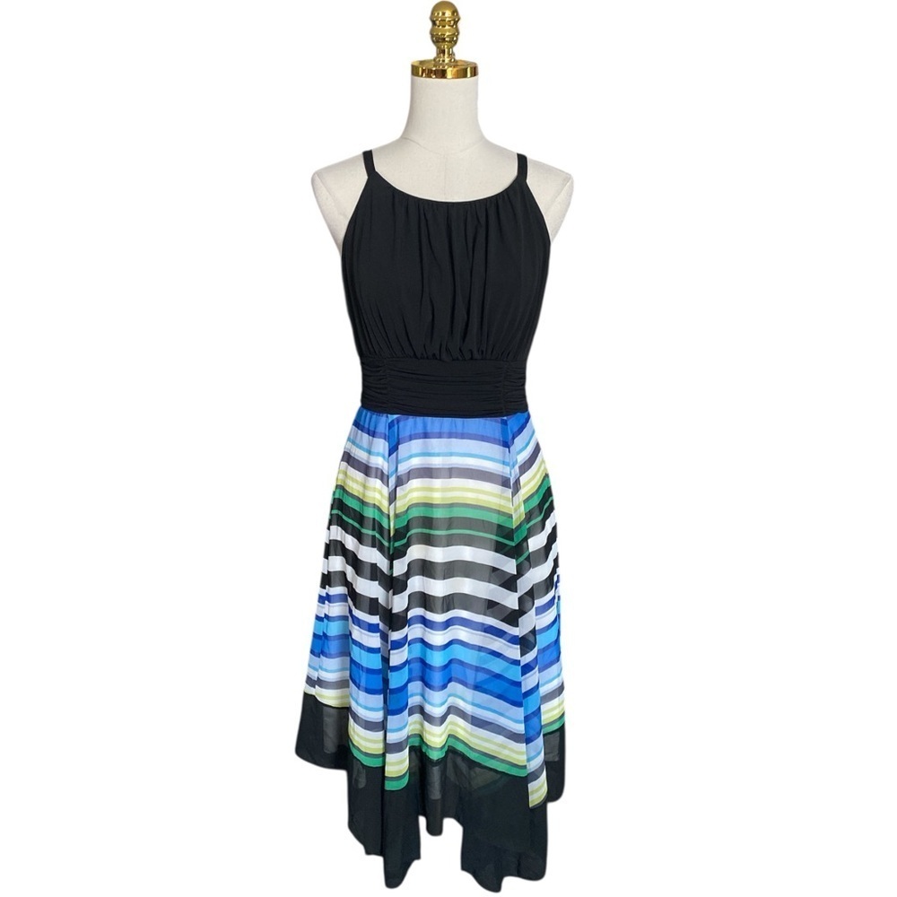 SANGRIA Y2K Striped Fairy Handkerchief Hem Sleeveless Dress Size 10 Whimsical